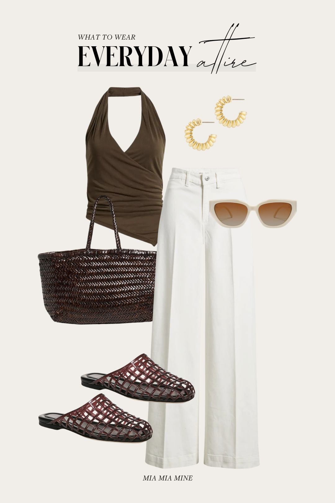 Styled looks by miamiamine
Casual summer outfit
Mango halter top
Mango wide leg jeans 
Dragon diffusion tote
Vince jelly slides 

#LTKFindsUnder100 #LTKSummerEdit #LTKShoeCrush