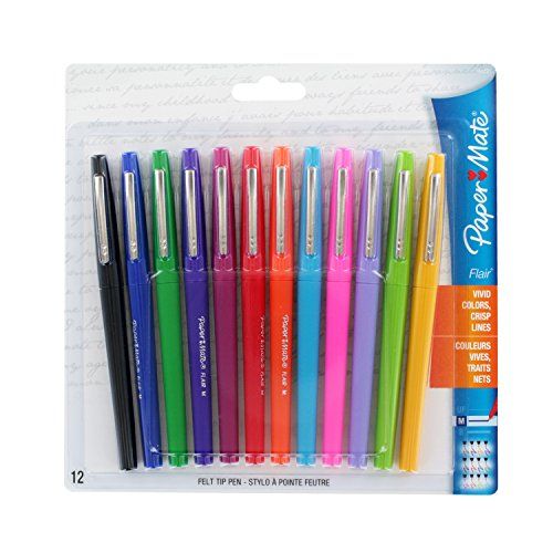 Paper Mate Flair Porous-Point Felt Tip Pen, Medium Tip, 12-Pack, Fashion Colors (74423) | Amazon (US)