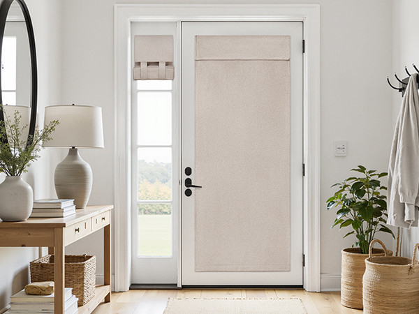 100% Linen Blackout French Door Curtains, Modern Farmhouse Privacy Door Window Curtains, 26 X 68 Inch Room Darkening Blinds, Shades for Bedroom Decor, 1 Panel, Natural | Amazon (US)