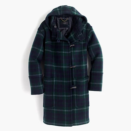 Hooded toggle coat in plaid | J.Crew US