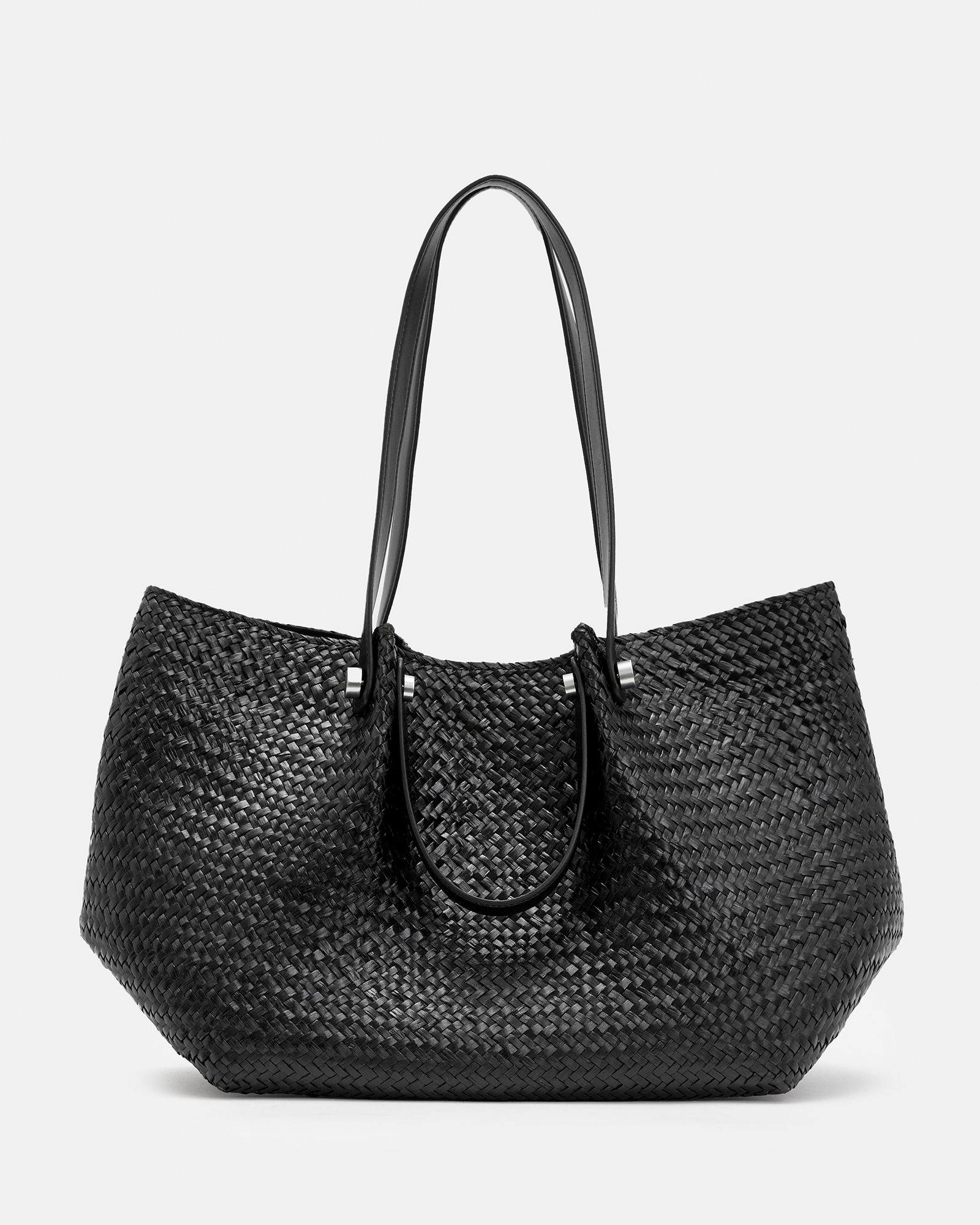 Allington Straw Tote Bag Black | ALLSAINTS US | AllSaints US