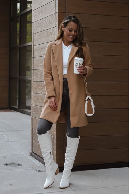 Cute tan coat and white knee high boot Fall/Winter outfit. Use code: ABeary10 for a discount! 

Lauren Nicole 

#LTKHoliday #LTKSeasonal #LTKCyberweek