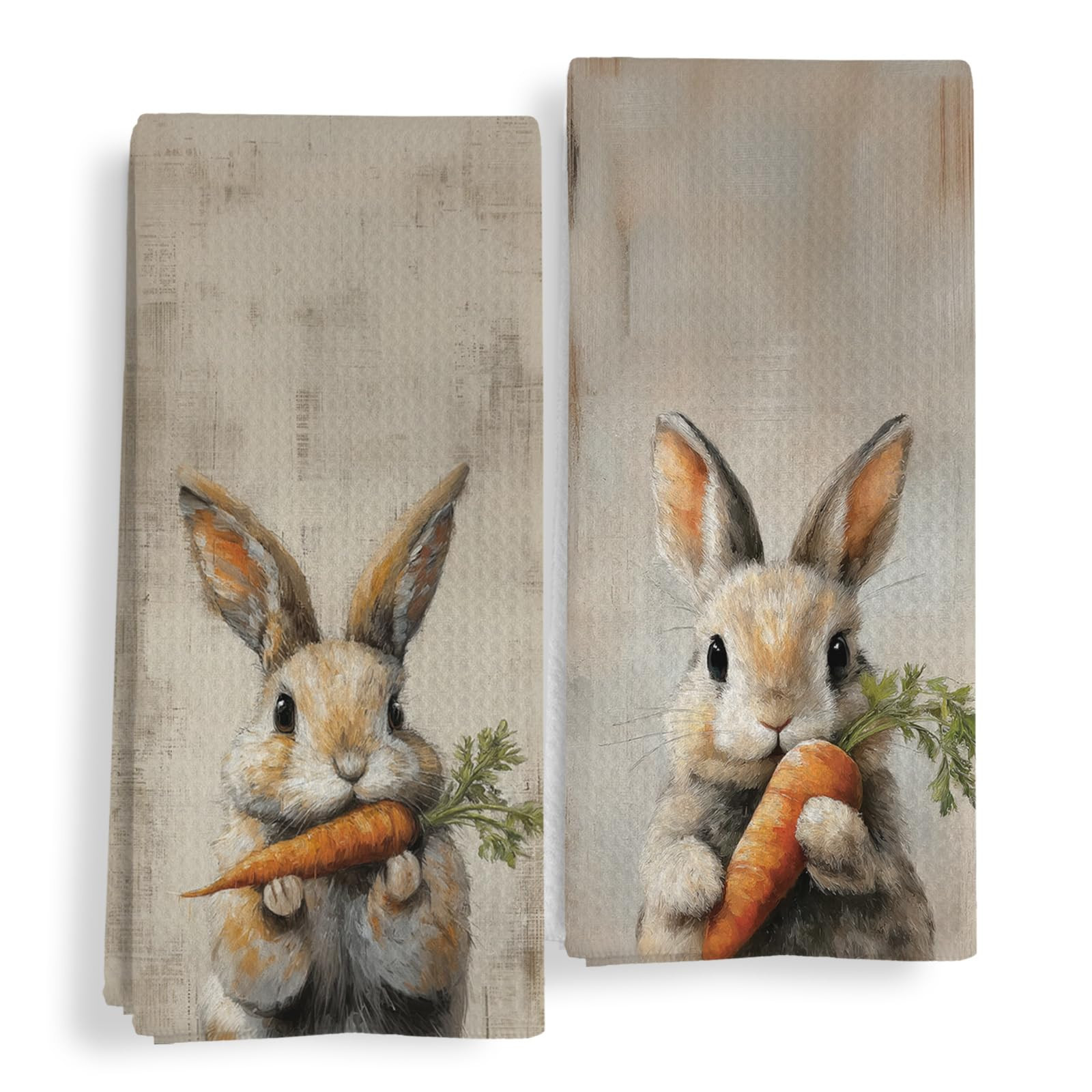 Vintage Easter Bunny Kitchen Towels Set of 2, Rustic Easter Dish Tea Towels, Rabbit Gifts, Farmho... | Amazon (US)