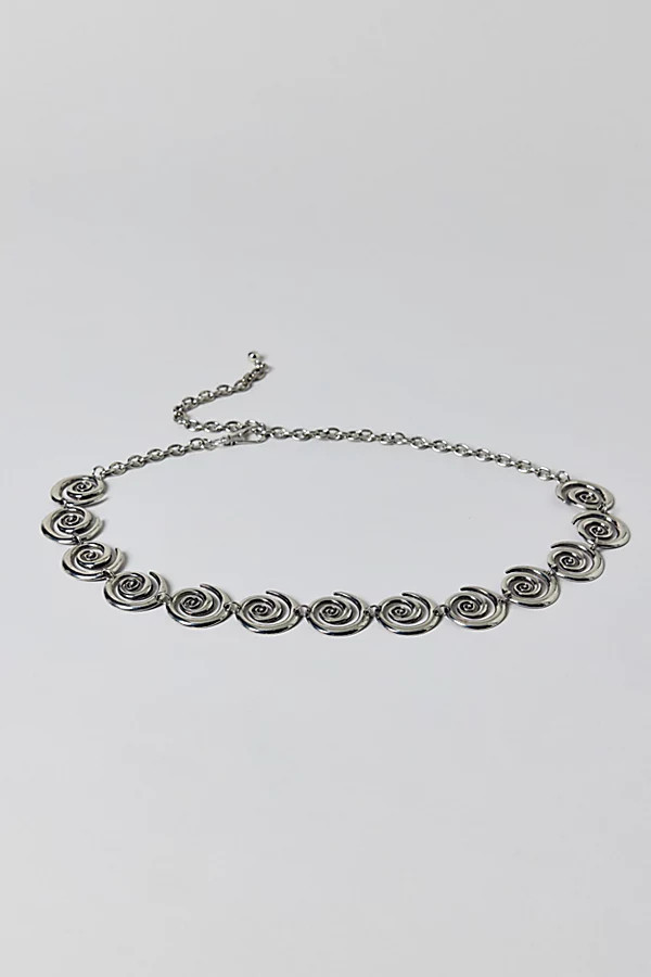 Spiral Chain Belt in Silver, Women's at Urban Outfitters | Urban Outfitters (US and RoW)