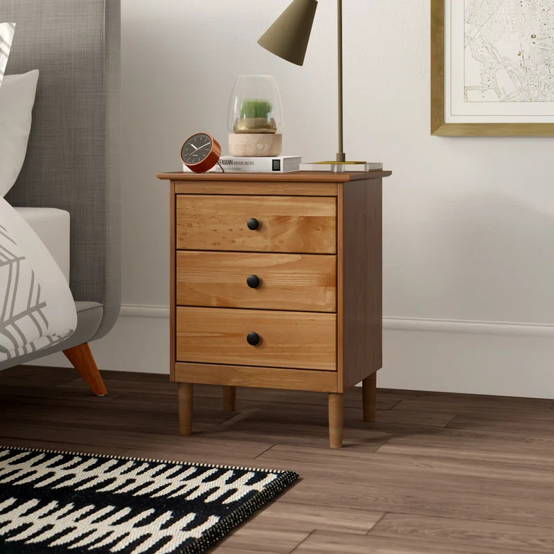 Bhuneshwar 3-Drawer Solid Wood Nightstand | Wayfair North America