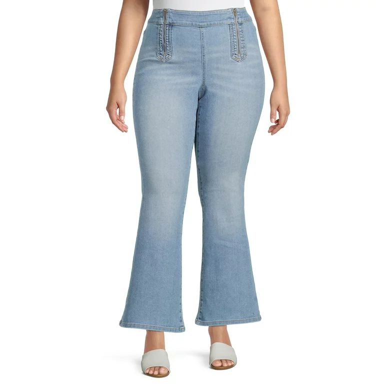 Terra & Sky Women’s Plus Size Zip Flare Jeans | Walmart (US)