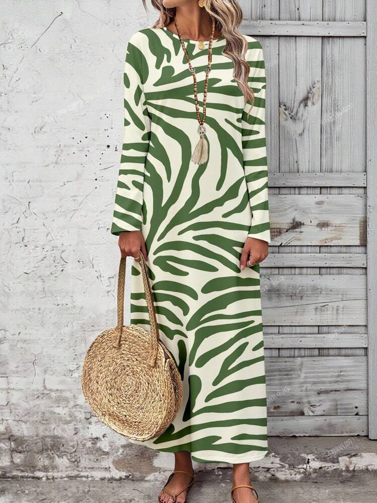 EMERY ROSE Casual Minimalist Long Sleeve Maxi Bodycon Dress With Blood Splatter Pattern, Suitable... | SHEIN