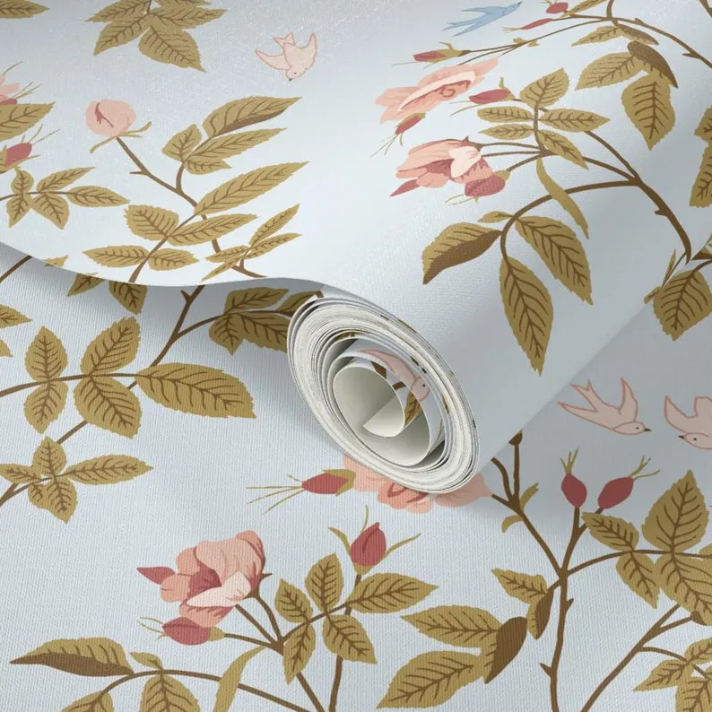 Wild Rose Cottagecore Wallpaper | Baby Girl Nursery | Vintage Victorian Floral Wallpaper | Remova... | Etsy (US)