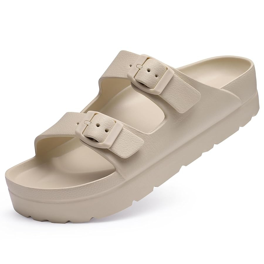 Women's Platform Sandals with Arch Support, Chunky Lightweight Foam Slip on Slides, Comfortable S... | Amazon (US)