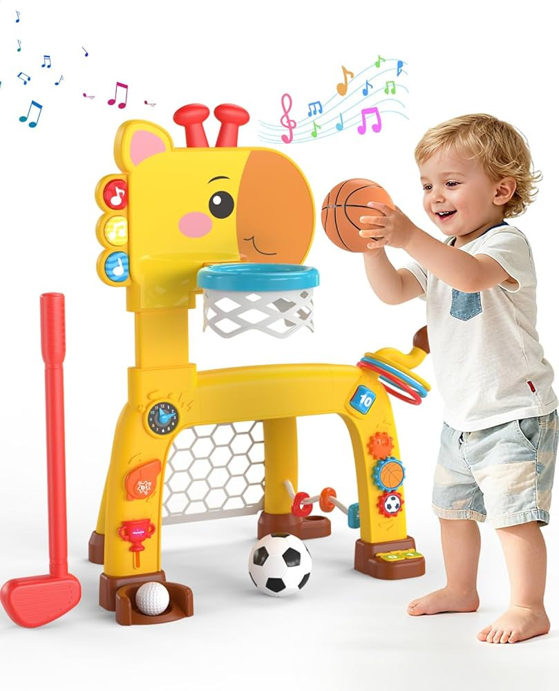 4-IN-1 Toddler Golf Ring Toss Basketball Hoop & Soccer Goal Sport Toys for 1-3 Year Olds, Baby Ac... | Amazon (US)