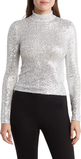 Mock Neck Long Sleeve Sequin Top | Nordstrom Rack