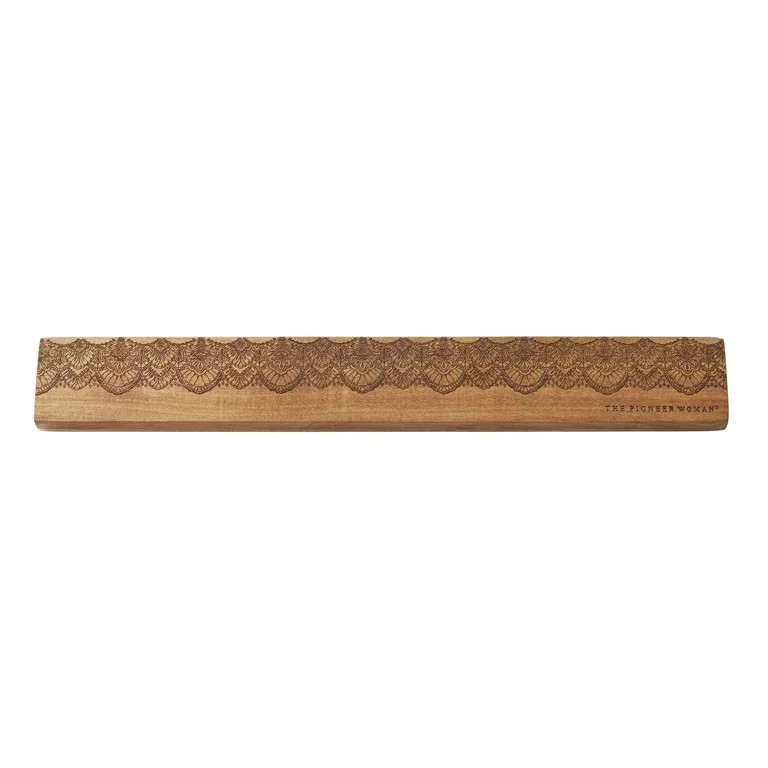 The Pioneer Woman Vintage Lace 15-Inch Acacia Wood Magnetic Wall Strip | Walmart (US)