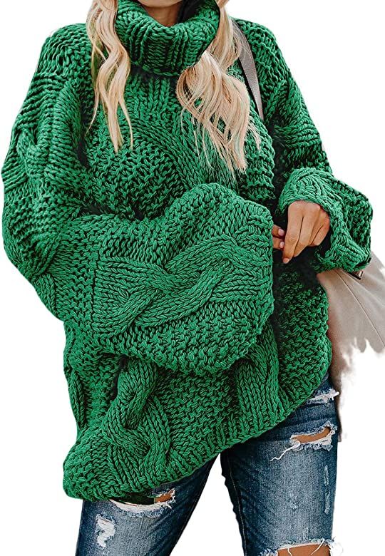 Dokotoo Womens 2022 Loose Oversized Casual Turtle Neck Sweater Pullover Top | Amazon (US)