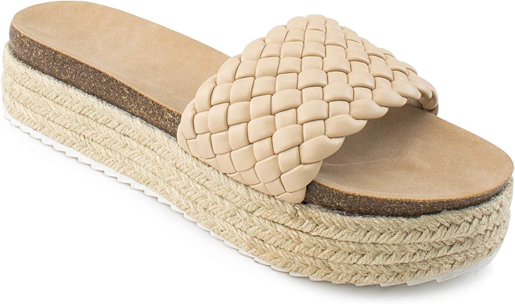 RF ROOM OF FASHION Women's Open Toe Espadrille Platform Footbed Slide Sandals | Amazon (US)
