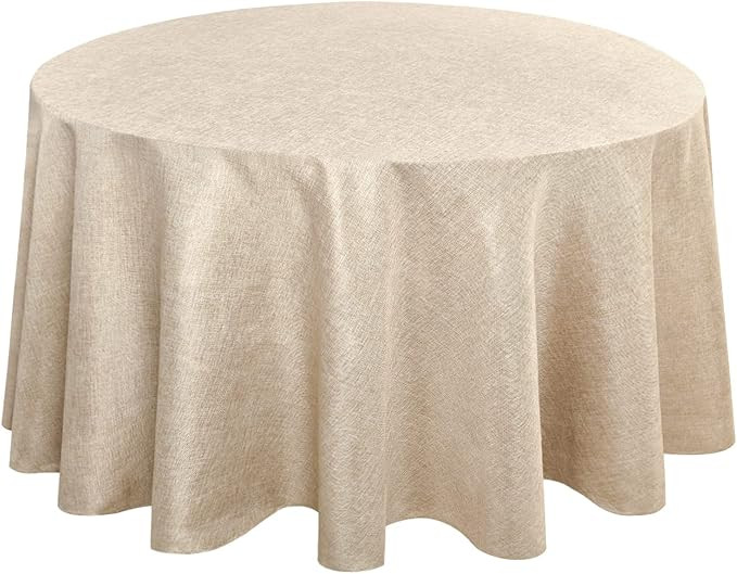 Hiasan Round Linen Tablecloth 108 Inch - Waterproof Stain Resistant Spillproof Polyester Fabric T... | Amazon (US)