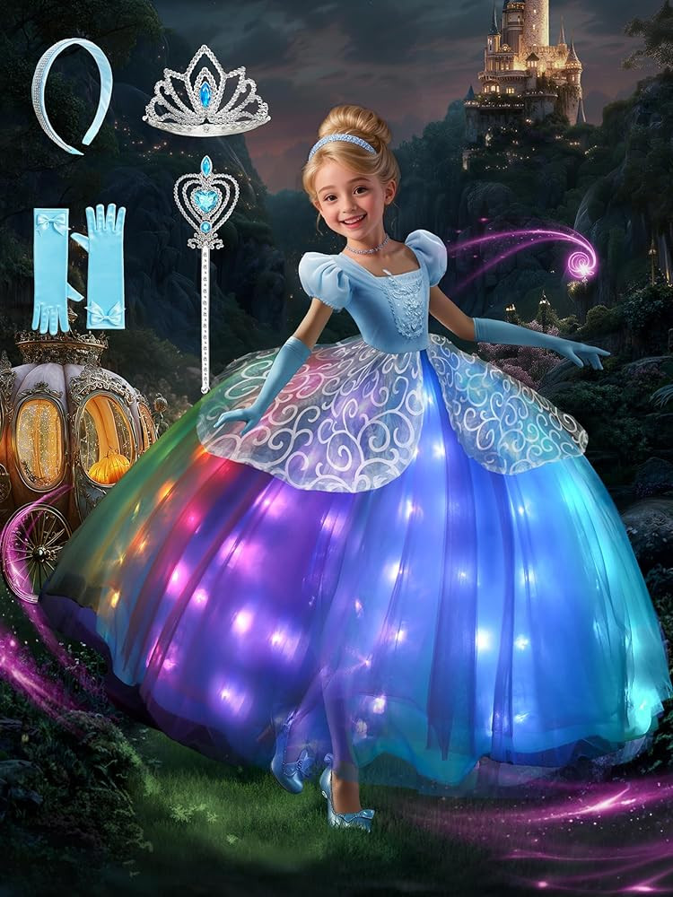 Princess Dress Up Clothes, Syncs with Music, App-Control, RGB LED Light Up Princess Dress for Gir... | Amazon (US)