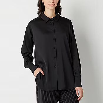 new!Worthington Womens Long Sleeve Regular Fit Button-Down Shirt | JCPenney