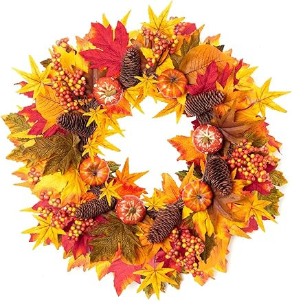 Rocinha Fall Wreath, 20inch Autumn Wreath for Front Door Outside Ideal for Autumn & Halloween & T... | Amazon (US)
