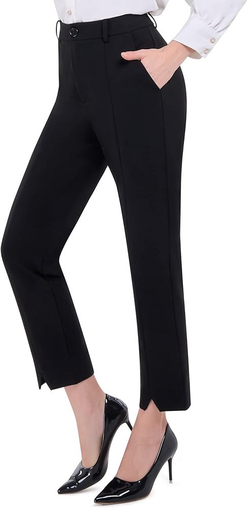 PUWEER Dress Pants Women Business Casual Stretch Ankle Pants for Women Office Cropped Capri Work ... | Amazon (US)