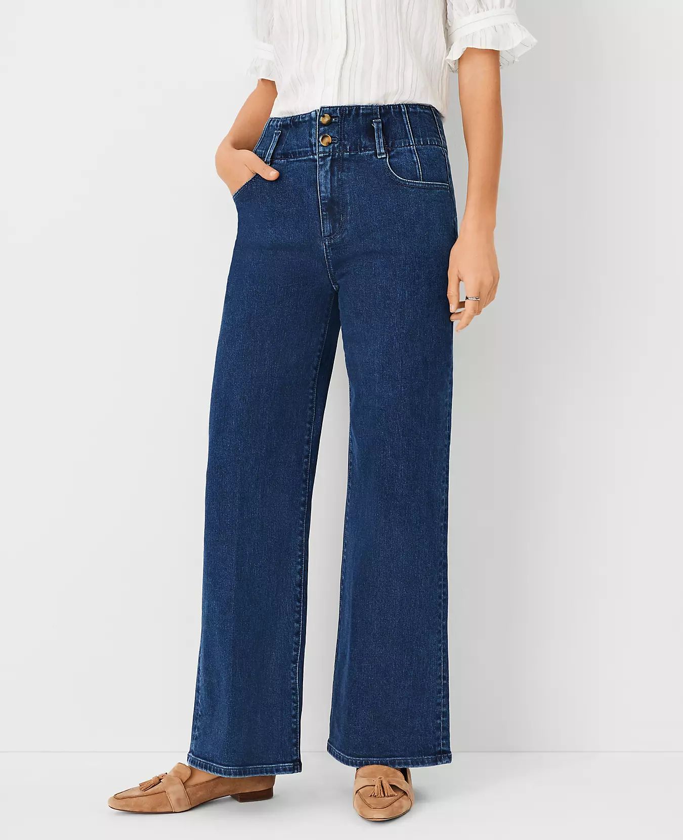 Sculpting Pocket High Rise Corset Trouser Jeans in Bright Rinse Wash | Ann Taylor (US)