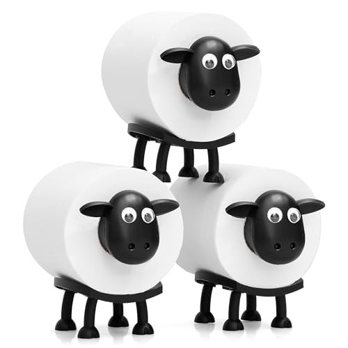 VELENTI Sheep Toilet Roll Holder, Free Standing Bathroom Set, 3D Printed, Funny Hilarious Black Sheep Loo Roll Holder, Tissue Paper Storage, Cute Bathroom Decor, X3, Set of 3 | Amazon (US)