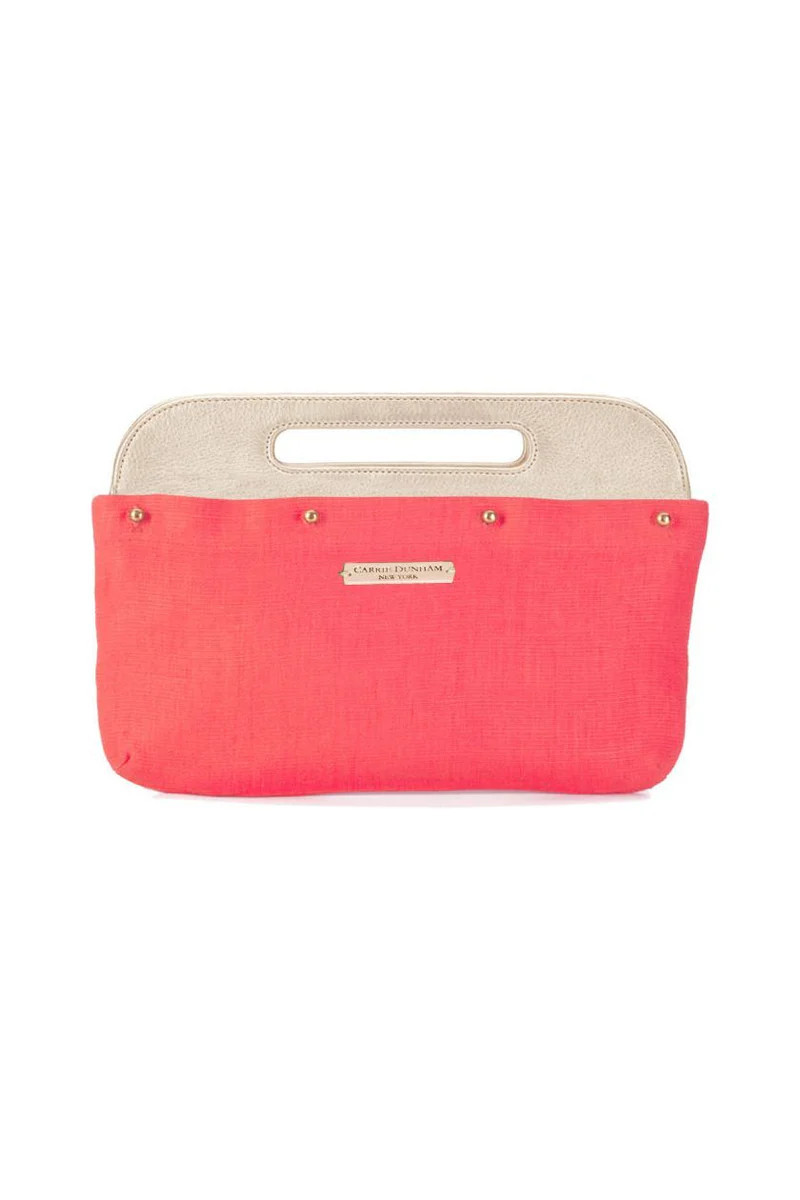 Coral Linen Clutch Cover | CARRIE DUNHAM