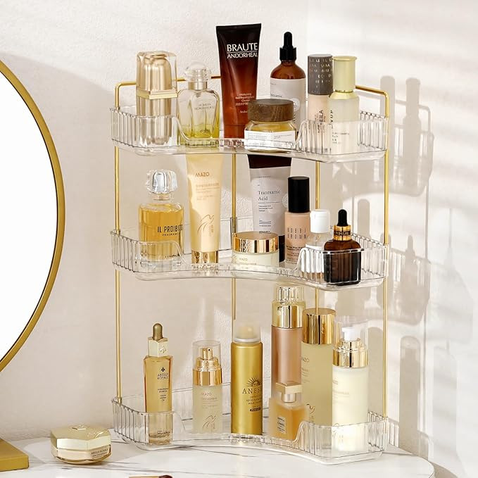 INVSSENE Corner Bathroom Countertop Organizer, Vanity Trays for Bathroom Counter, Makeup Organize... | Amazon (US)