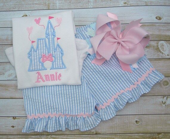 Girls First Disney Outfit w/bow, Sample Sale, Disney Ruffle Shirt, Baby Girl Vacation, Sibling em... | Etsy (US)