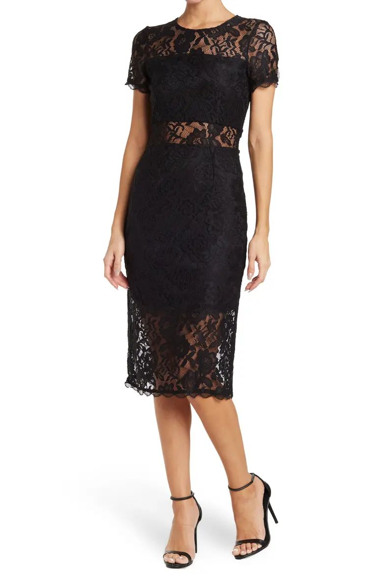 Stretch Lace Peekaboo Midi Dress | Nordstrom Rack