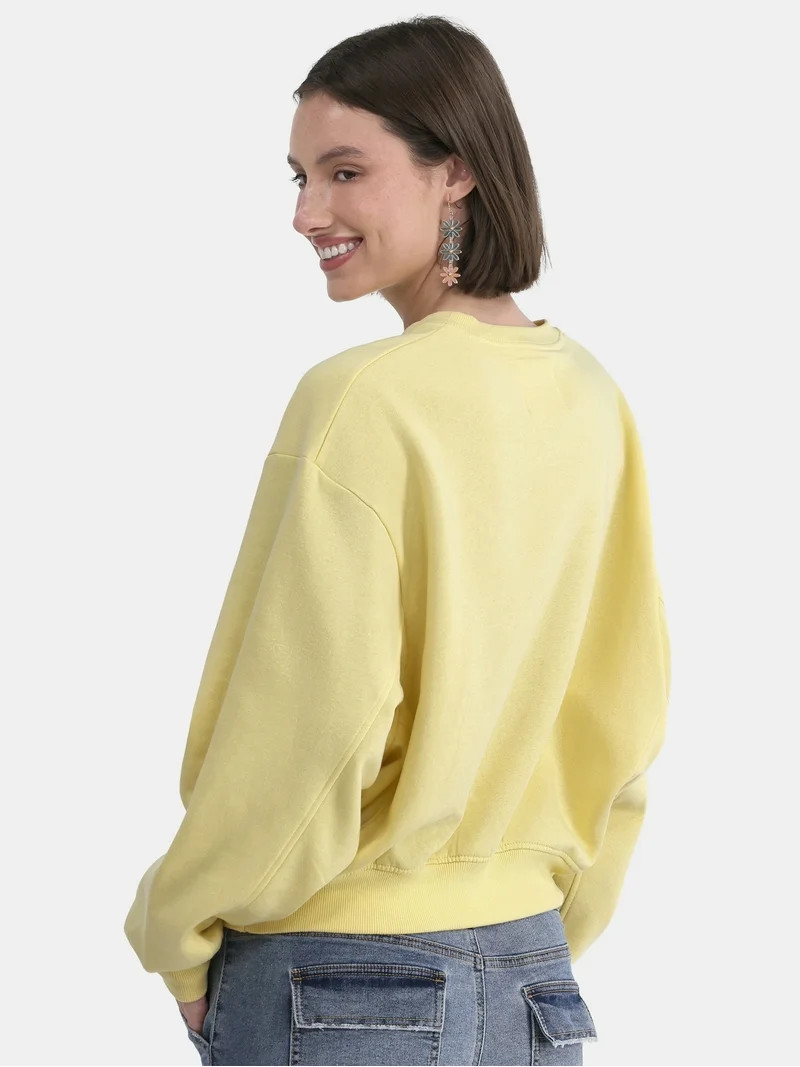 No Boundaries Graphic Crewneck Sweatshirt, Lightweight, Women's and Women’s Plus - Walmart.com | Walmart (US)