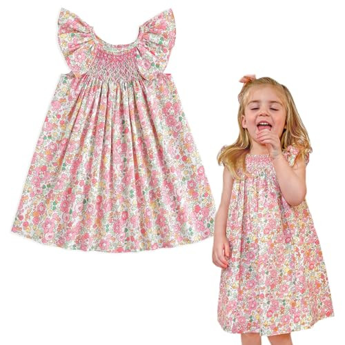Simplee kids Baby Girls Casual Dress Toddler Smocking Dress Floral Print Sundress for Spring Summ... | Amazon (US)