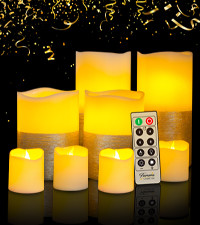 Gold Trim LED Candles, 8-Pack Set with Remote & Timer | Amazon (US)