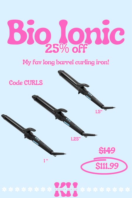 My favorite long barrel curling iron is on sale!!! They have 3 sizes for the perfect beach waves. Or a larger barrel if you want that blowout look!!

#haircare #hottools #bioionic 
Curling iron, long barrel curling iron, hair accessories, 

#LTKbeauty #LTKsalealert #LTKitbag