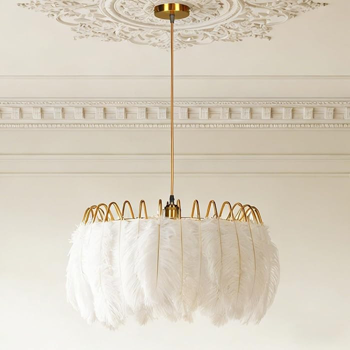 20.9" Nordic Modern Gold Feather Chandelier, Art Decor Feather Light Fixture Nordic Pendant Light... | Amazon (US)