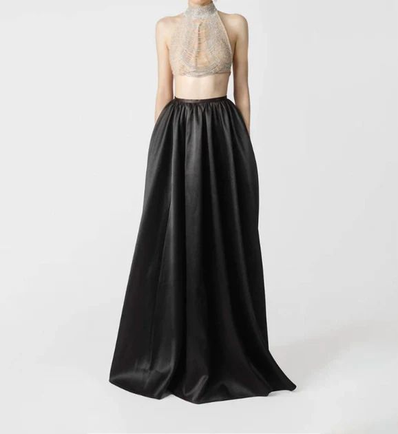 Zahara Satin Maxi Skirt In Black | Shop Premium Outlets