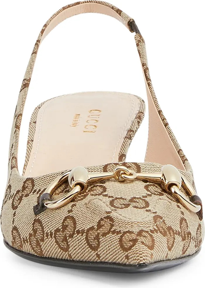 GG Supreme Canvas Kitten Heel Slingback Pump (Women) | Nordstrom
