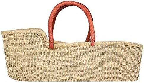 Large Organic Baby Moses Bassinet Handmade Toddler Bed with Brown Handles - Dye Free | Amazon (US)