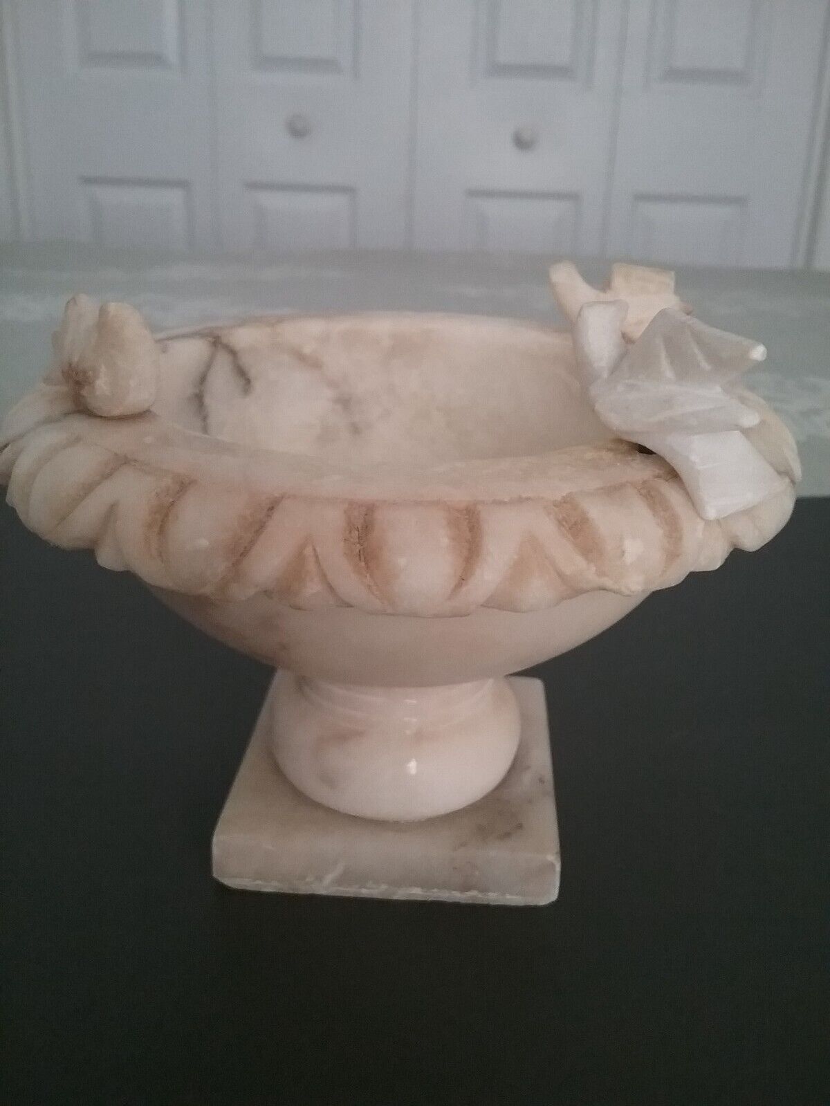 Vintage (1950) Alabaster décor cream and grey bird bath made in Italy | eBay US