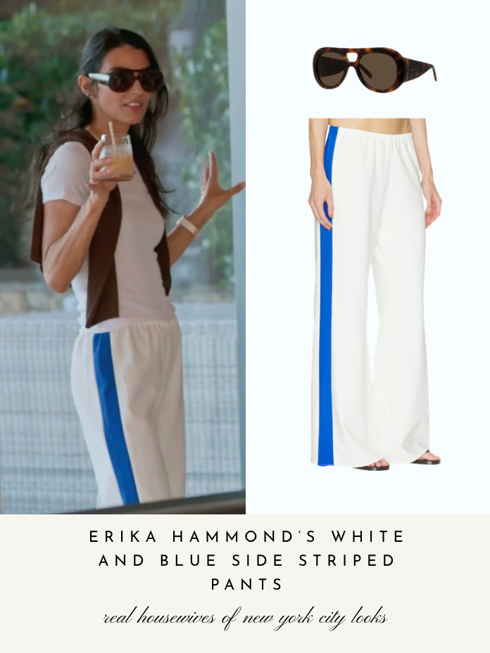 Erika Hammond's White and Blue Side Striped Pants 

 