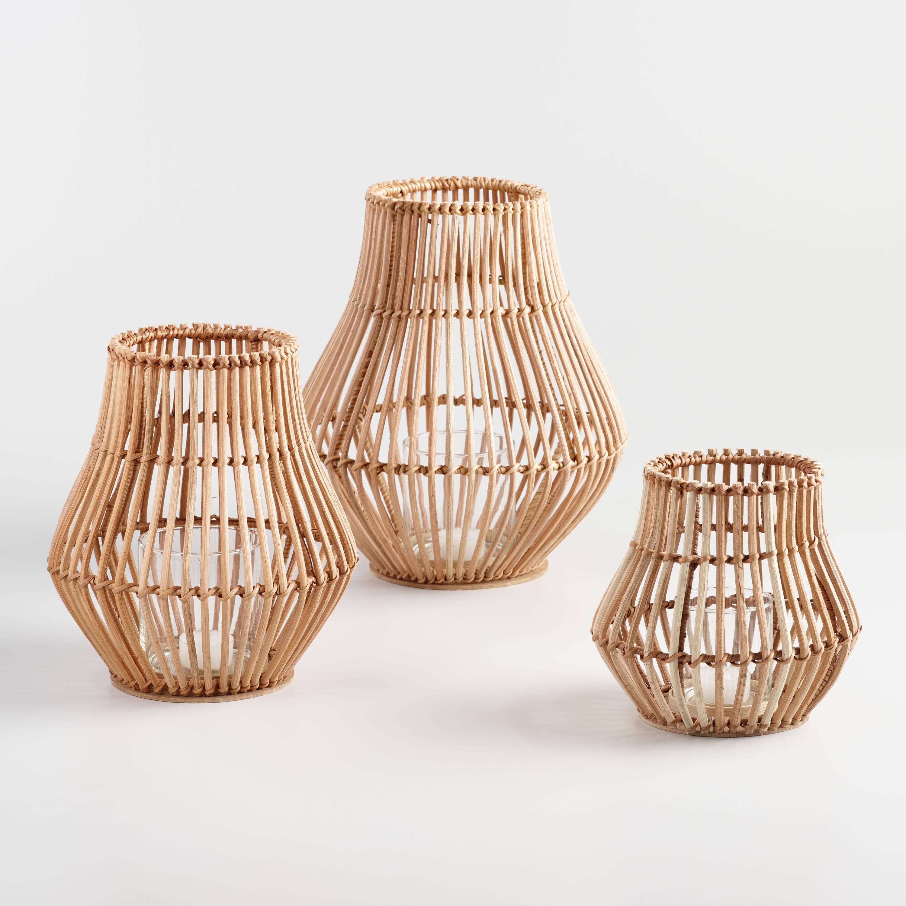 Natural Rattan Bulb Hurricane Candleholder | World Market