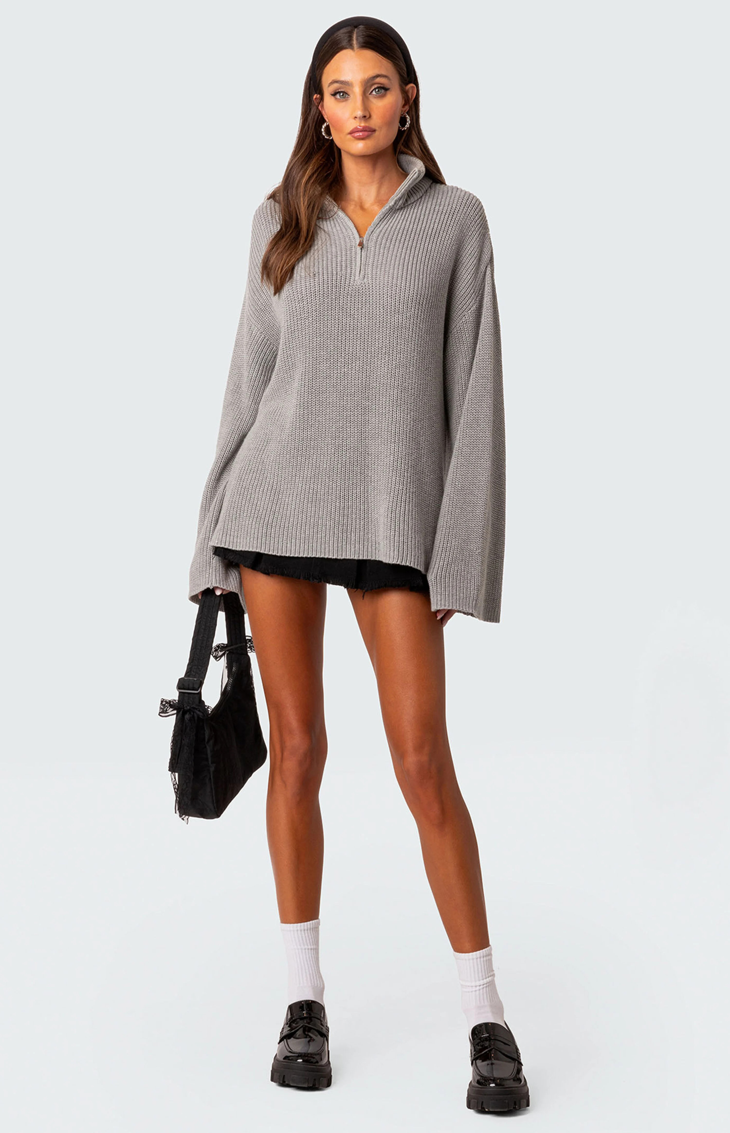 Edikted Amour High Neck Oversized Zip Sweater | PacSun