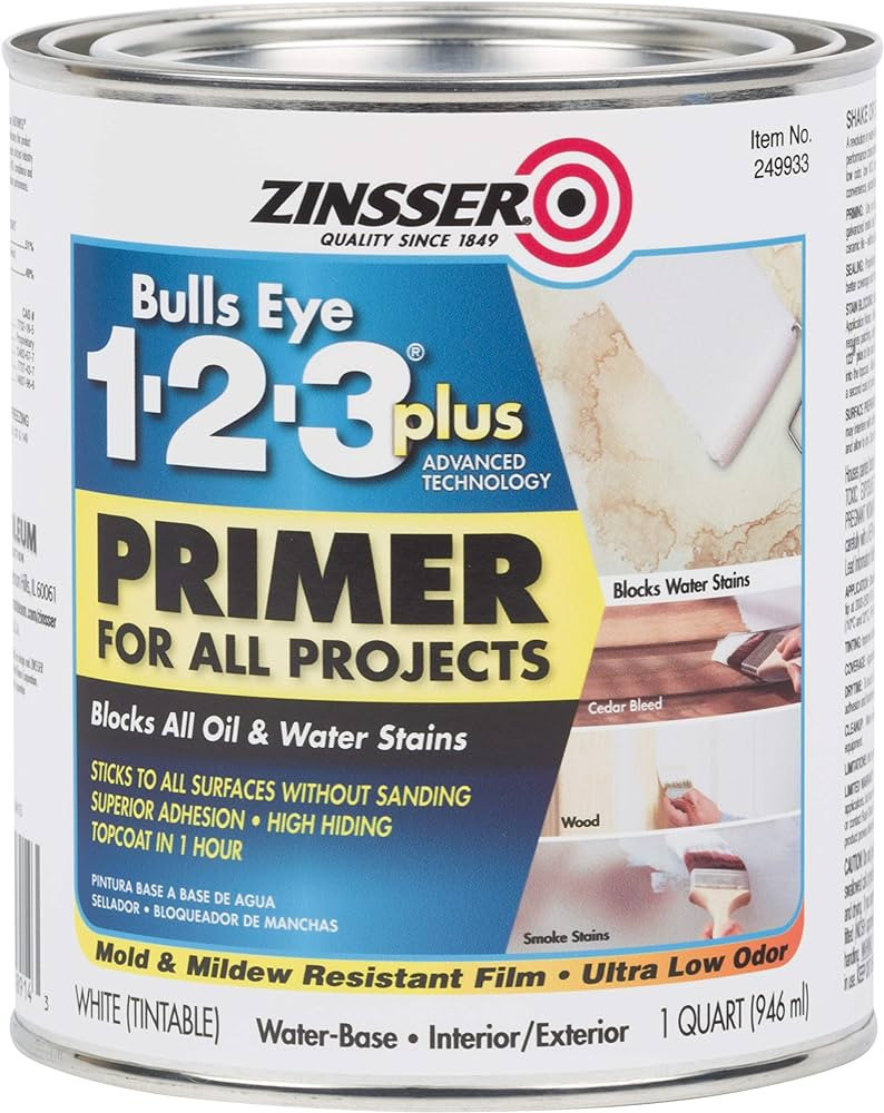 Zinsser Rust-OLEUM 249933 1-2-3 Plus, 1 Quarts (Pack of 1), White, 11 Fl Oz | Amazon (US)