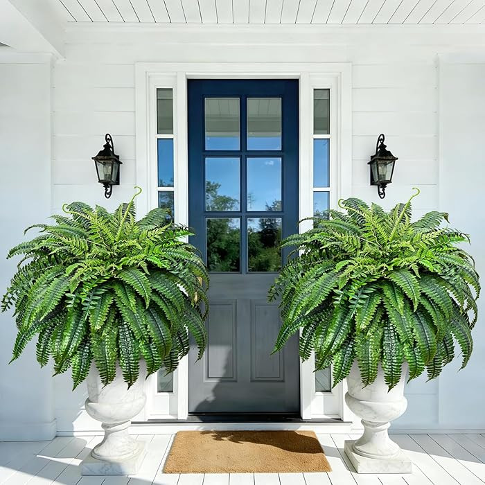 2 Pcs 48 Inch Fake Ferns, Look Real 101 Leaves Artificial Boston Ferns for Outdoors Large, Lush U... | Amazon (US)