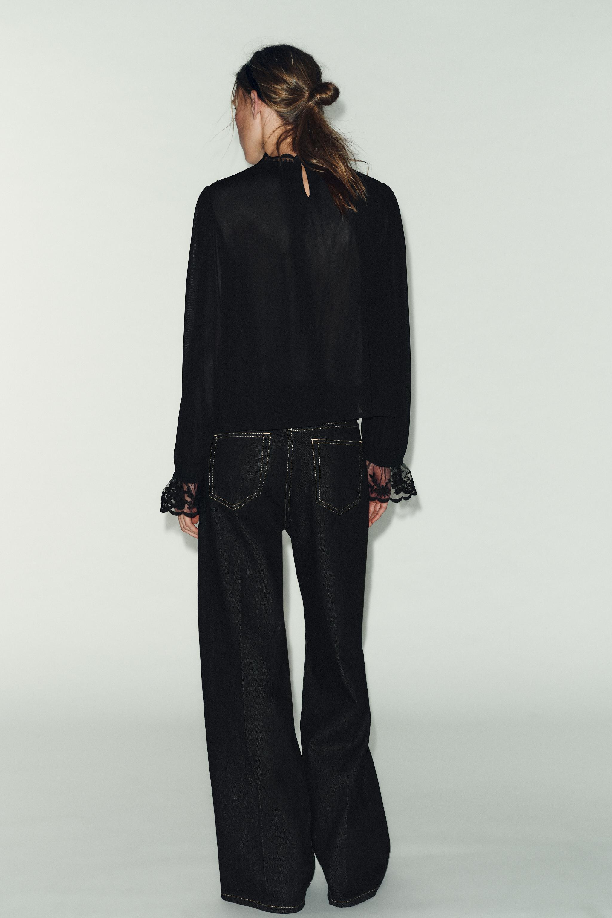 EMBROIDERED LONG SLEEVE TOP | Zara US