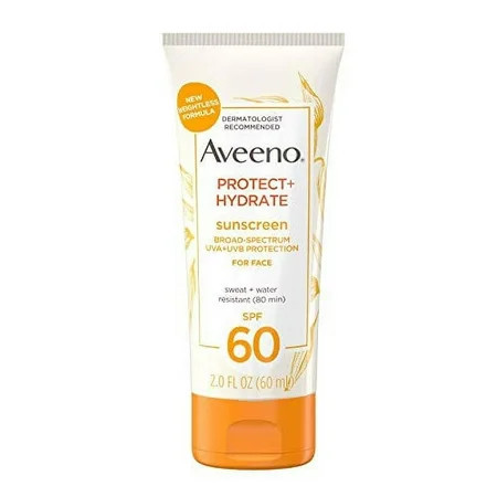 Aveeno Protect + Hydrate Moisturizing Face Sunscreen Lotion With Broad Spectrum Spf 60 & Prebiotic Oat Weightless & Refreshing Feel Paraben-free Oil-free Oxybenzone-free 2.0 ounces | Walmart (US)