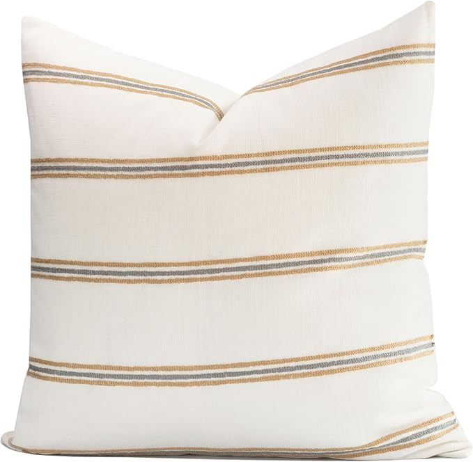 Crumbs Home Modern Farmhouse Fall Linen Indoor Outdoor Throw Pillow Cover Only, 22"x22" Water Rep... | Amazon (US)