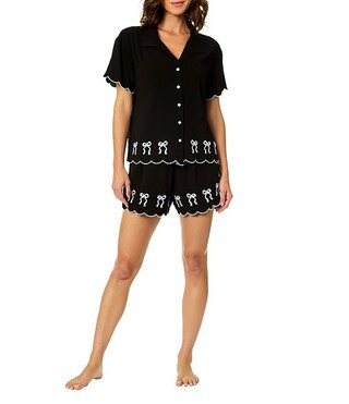CeCe Tied Love Embroidered Scalloped Bow Print Swim Cover-Up Shirt & Embroidered Scalloped Bow Pr... | Dillard's