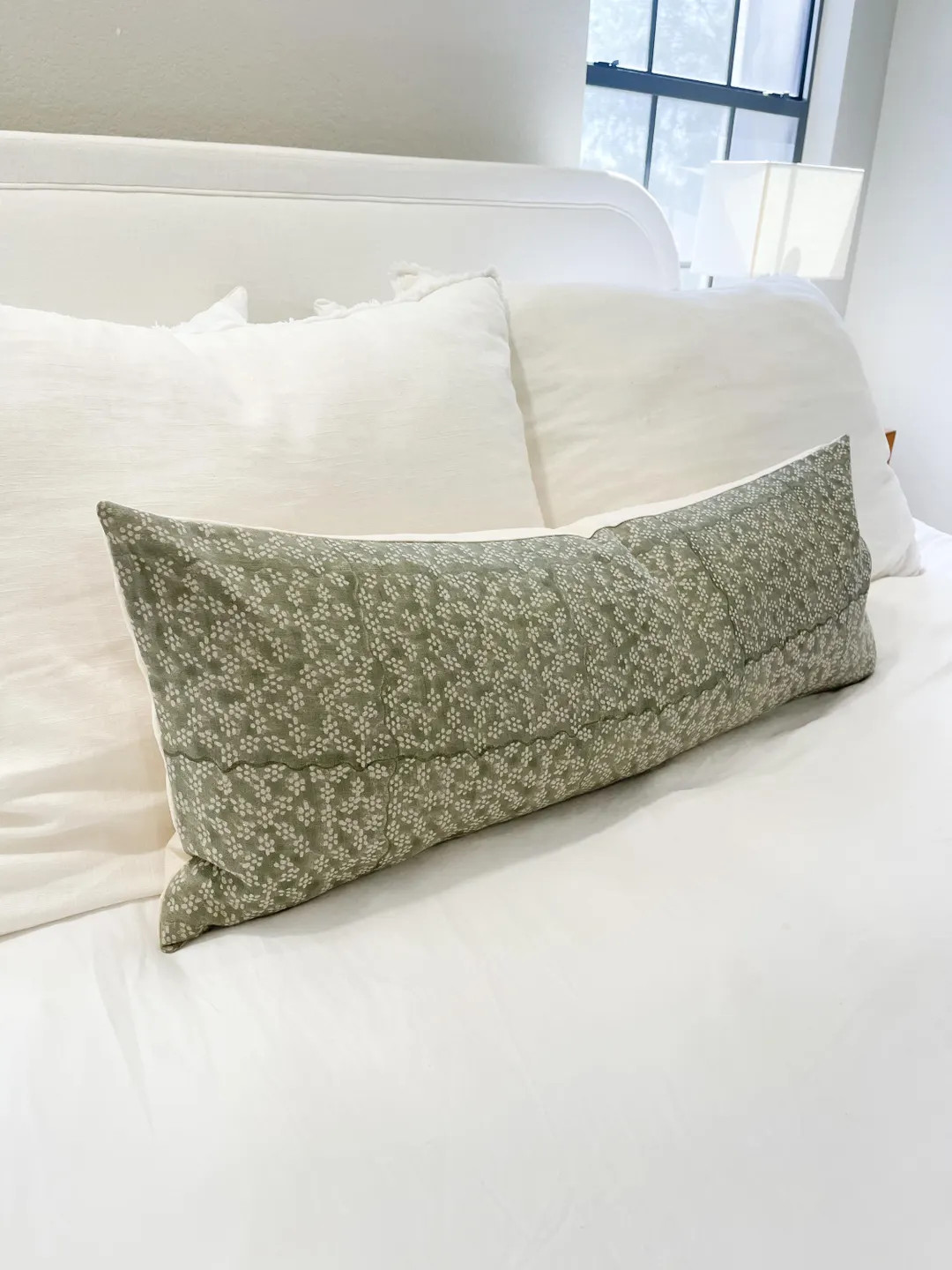 Brynn 14x36 Extra Large Lumbar Pillow Cover| Designer Pillow Cover| Green Floral Pillow| King Bed... | Etsy (US)