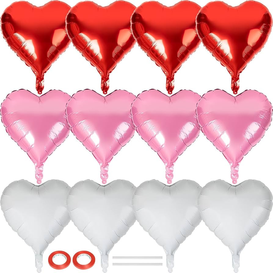 Heart Shape Foil Balloons, 18" Valentine's Day Balloons for Birthday Party, Wedding, Engagement P... | Amazon (US)