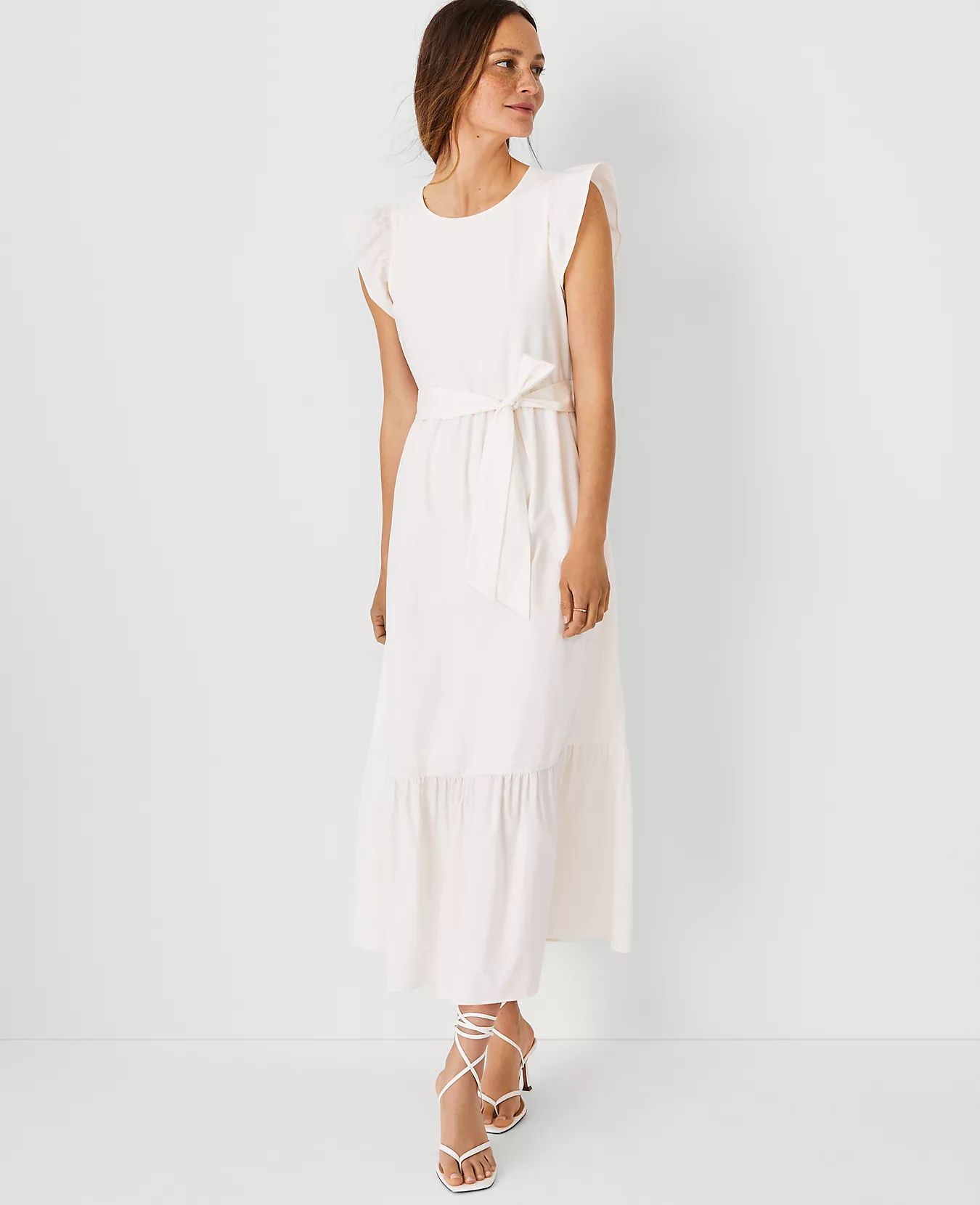 Ruffle Sleeve Tie Waist Maxi Dress | Ann Taylor | Ann Taylor (US)